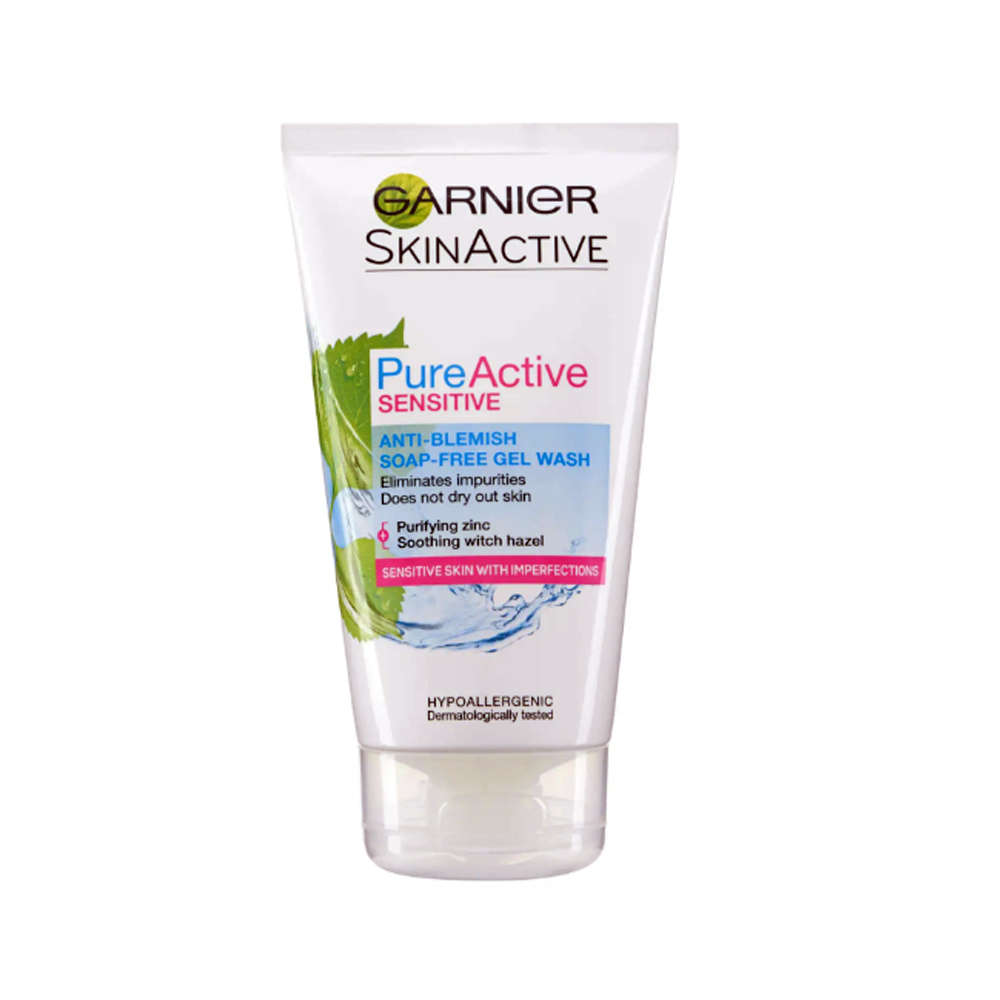 ژل شستشو صورت گارنیه مدل pure active sensetive حجم 150 میلی لیتر